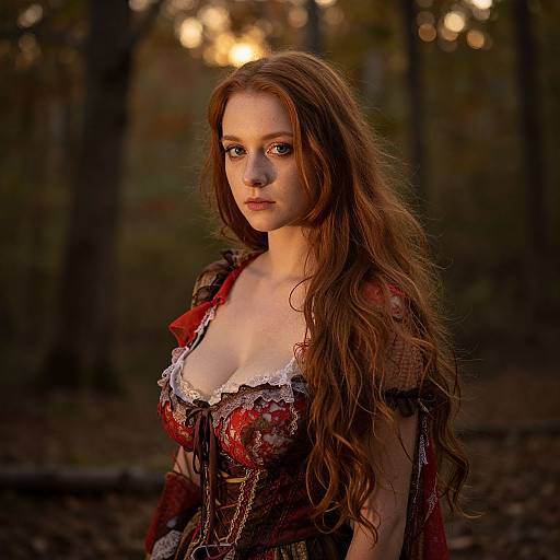 Mysterious Woman in Vintage Halloween Costume