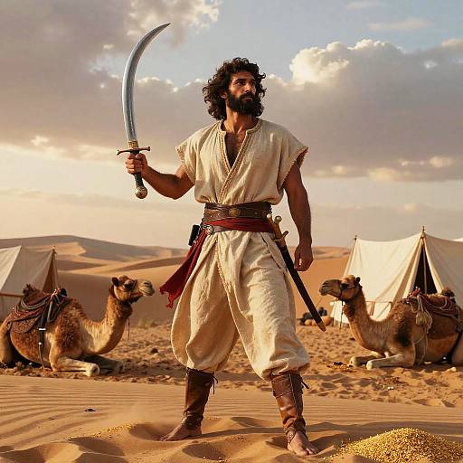 Stoic Desert Nomad at Dawn