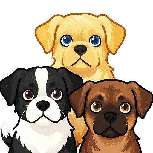 Playful Cartoon Puppies Trio