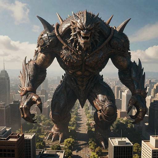 Giant Menacing Creature in Cityscape