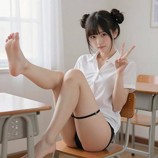 Anime Girl with Twin Buns Pose