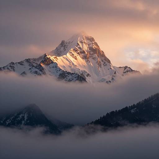 Dawn Over Snow-Capped Mountain Peak