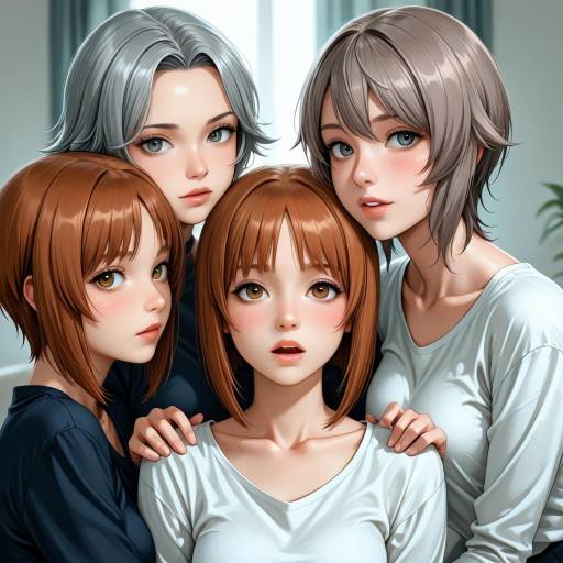Three Girls with Vivid Expressions