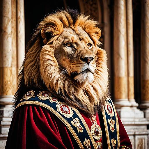 Regal Lion in Royal Mantle