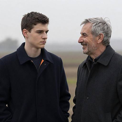 Serious Young Man and Smiling Elder