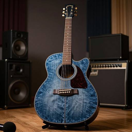 Realistic Denim Guitar in Studio