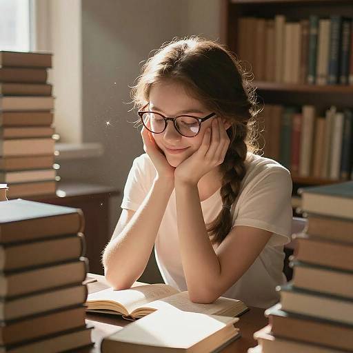 Shy Librarian in a Sparkling Library