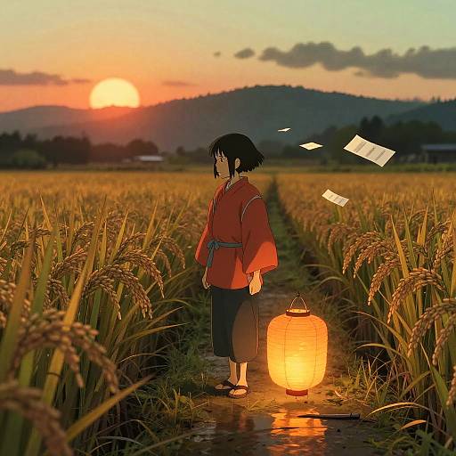 Spirited Away-Inspired Golden Hour Scene
