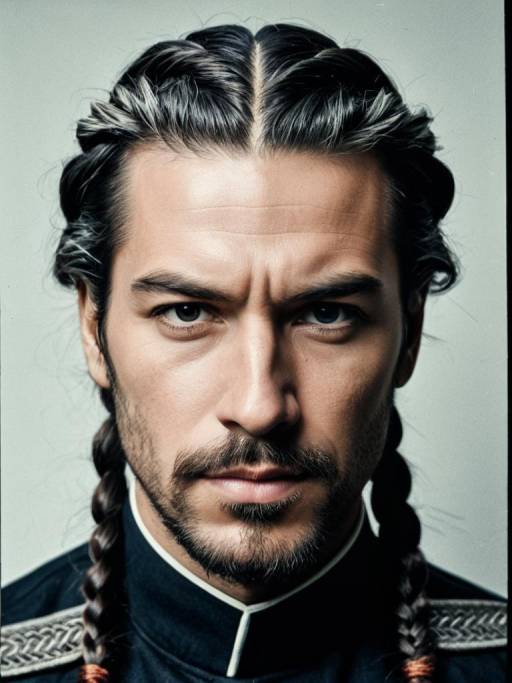 Photorealistic Headshot of Man with Braided Hair