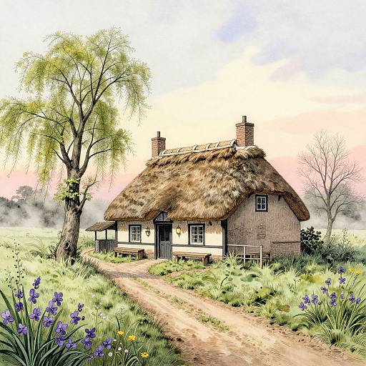 Medieval Dutch Flemish Thatched Cottage