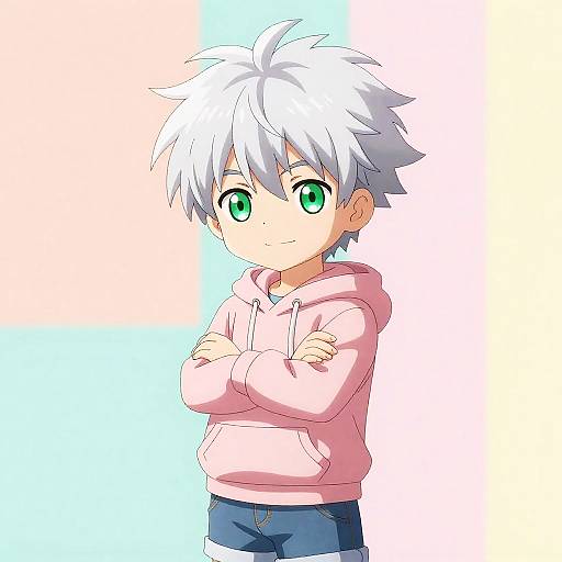 Mischievous Silver-Haired Boy Pastel Portrait
