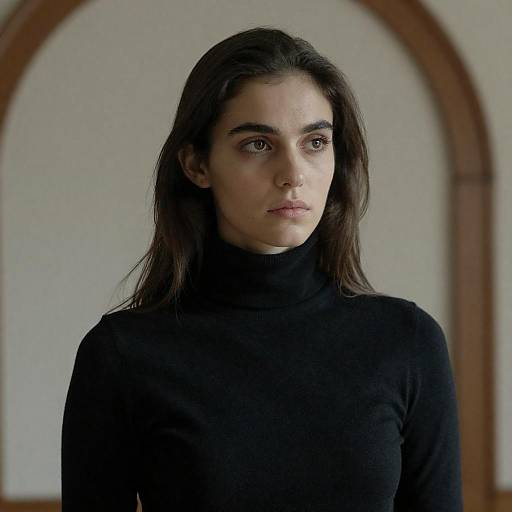 Grainy Portrait of Woman in Turtleneck