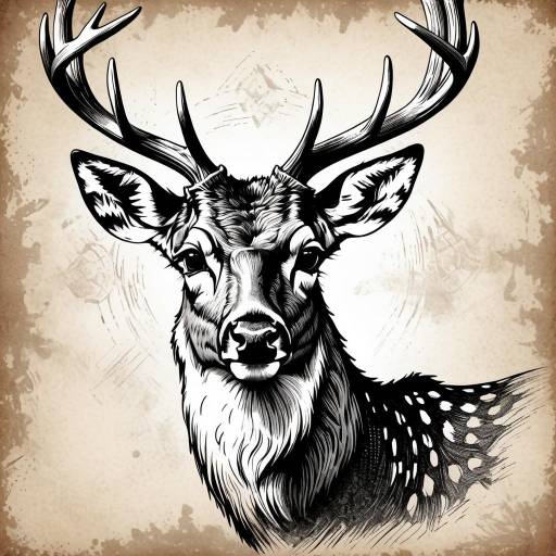 Majestic Deer Portrait in Vintage Style
