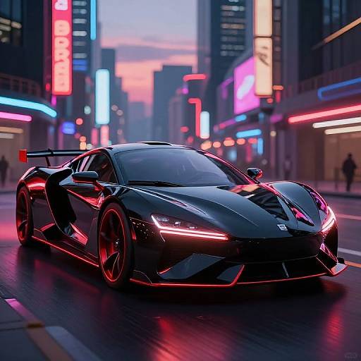 Futuristic Black Electric Supercar