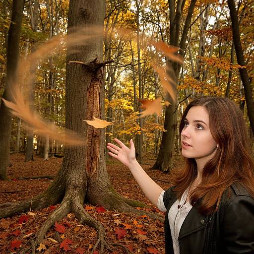 Young Woman in Autumn Forest