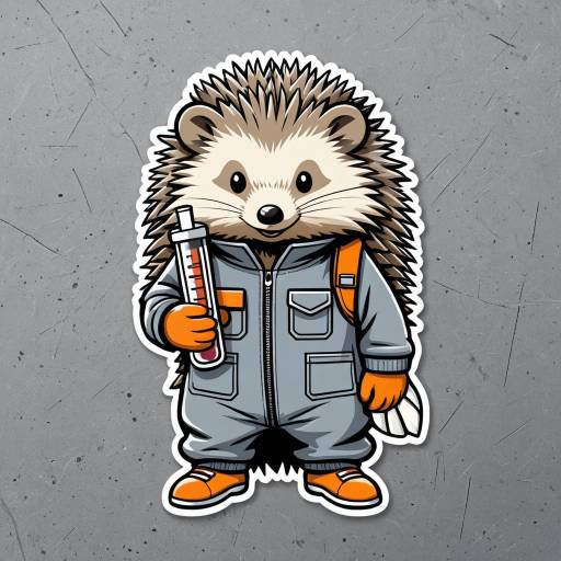 Kawaii Hedgehog Engineer Sticker