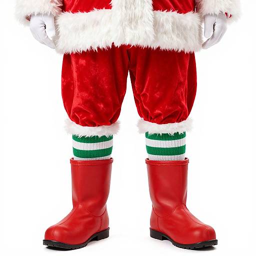 Male Santa Outfit with Striped Socks