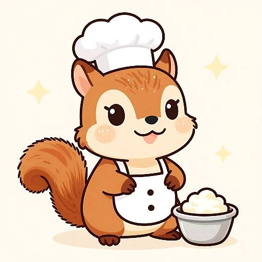 Chibi Squirrel Baker with Sheepish Grin