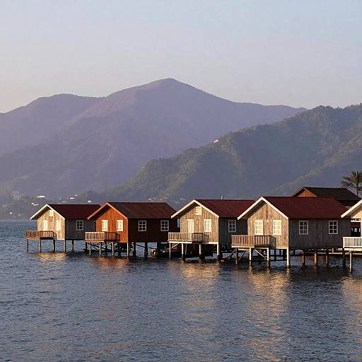 Serene Stilt Houses by Calm Waterfront