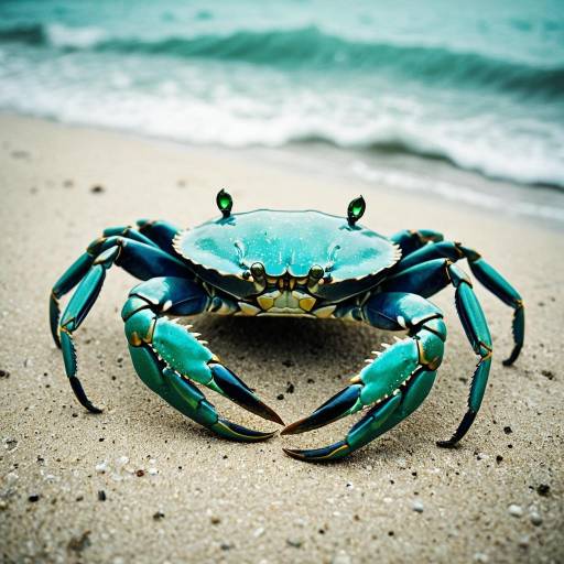 Turquoise Crab on Sandy Beach