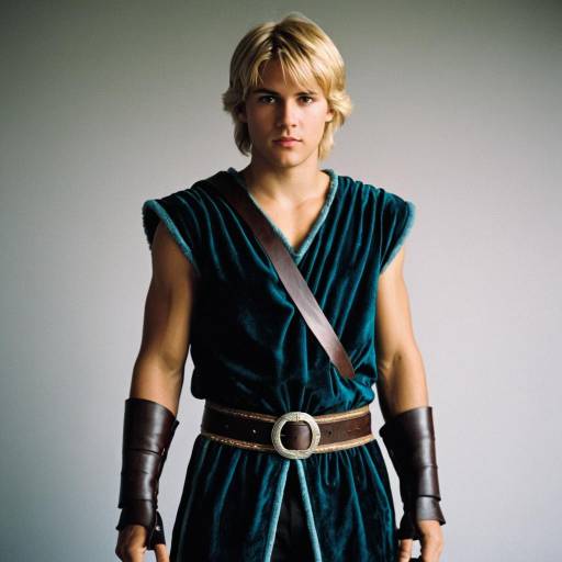 Young Man in Medieval Warrior Costume