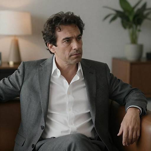 Thoughtful Middle-Aged Man in Living Room