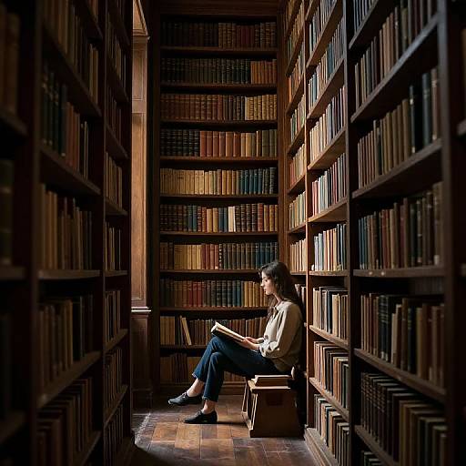 Solitary Reflection in Ancient Library