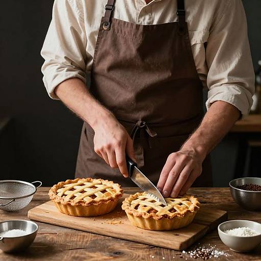 Culinary Wizard Slicing Golden Pies