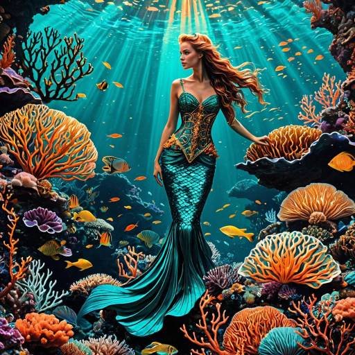 Mystical Mermaid in Bioluminescent Paradise