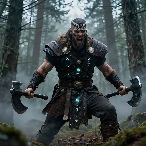Enigmatic Viking Berserker in Forest