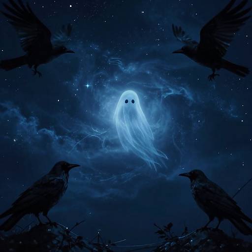 Celestial Night of Ghostly Crows