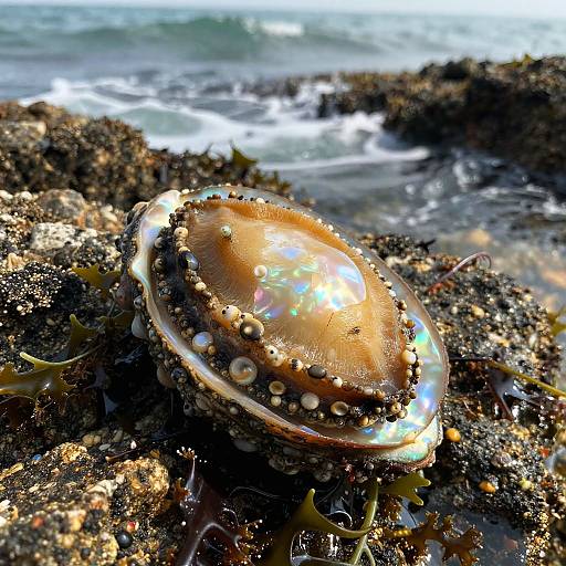 Ultra-Realistic Abalone on Rocky Shore