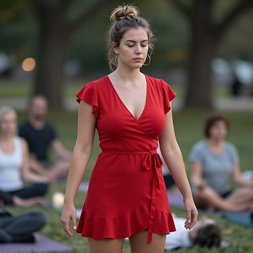 Athletic Woman in Chic Evening Dress