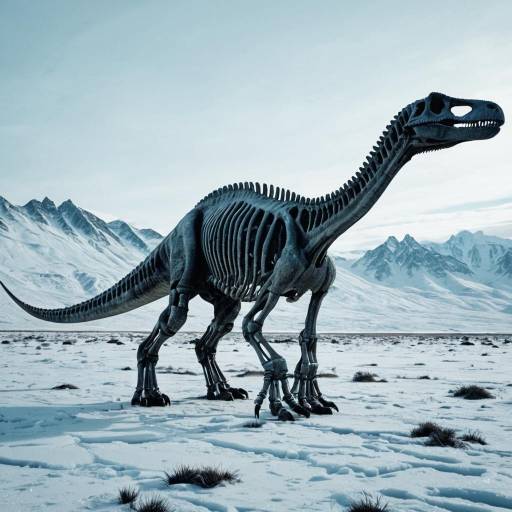 Diplodocus Skeleton in Icy Tundra