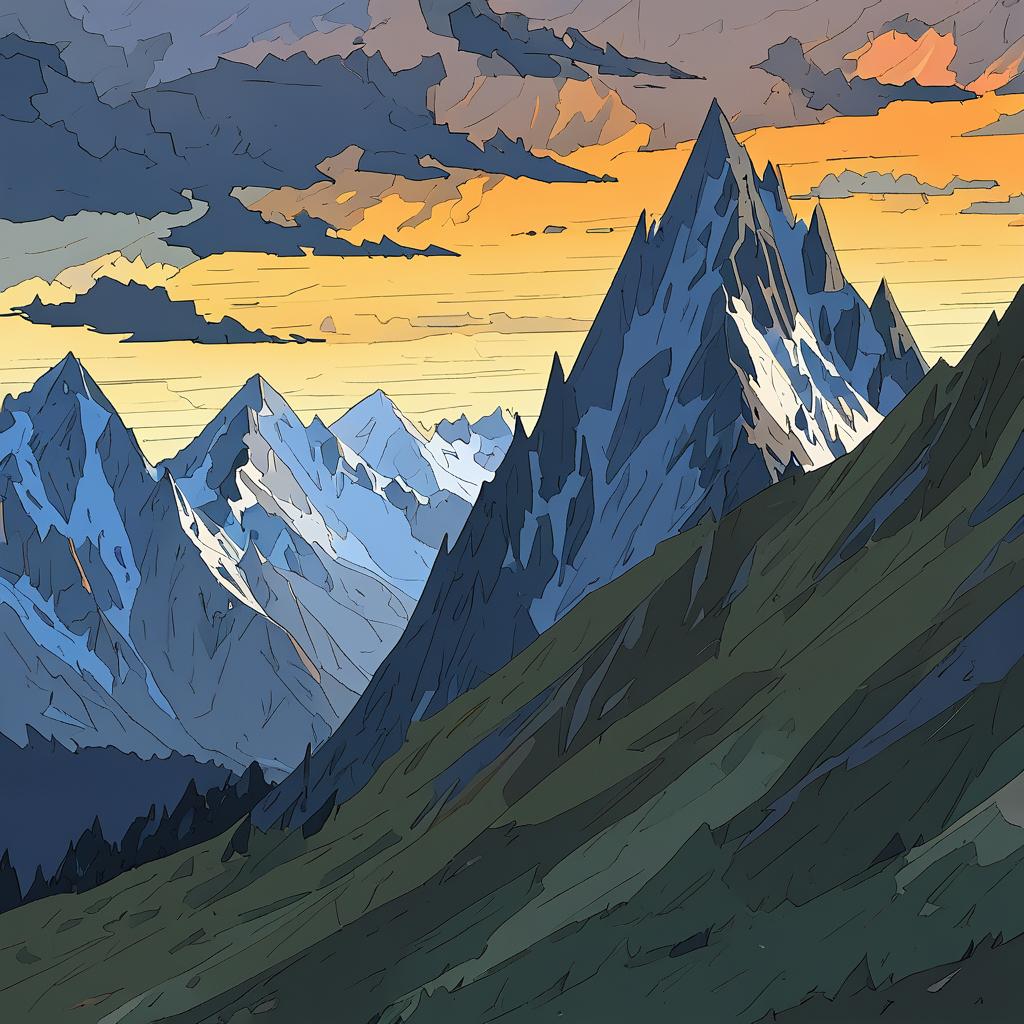 Stormy Alpine Ridge in Cel Shading