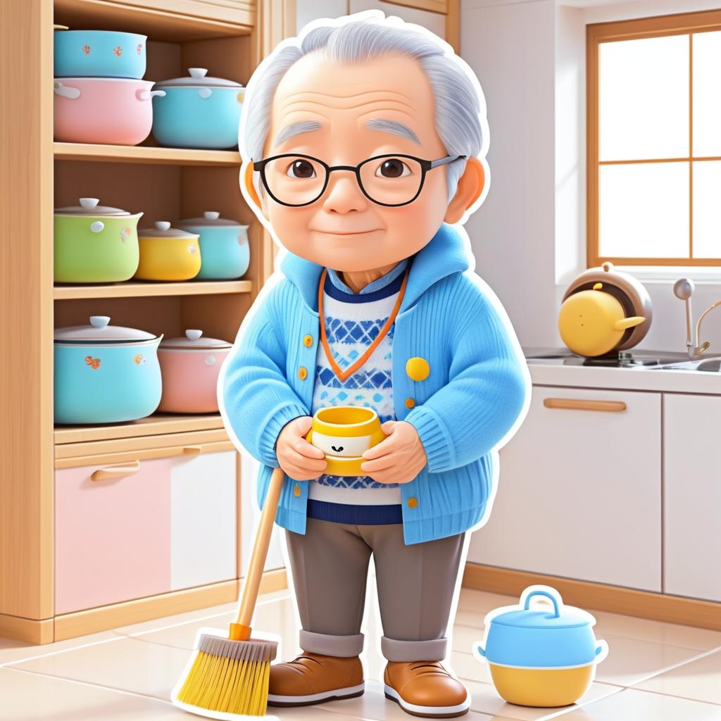 Charming Chibi Grandfather in Sweater