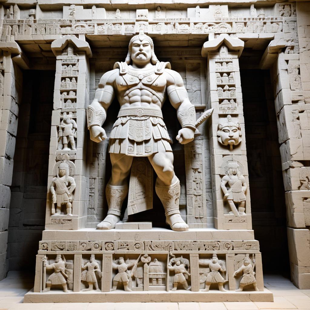 Gothic Warrior Relief in Ancient Temple