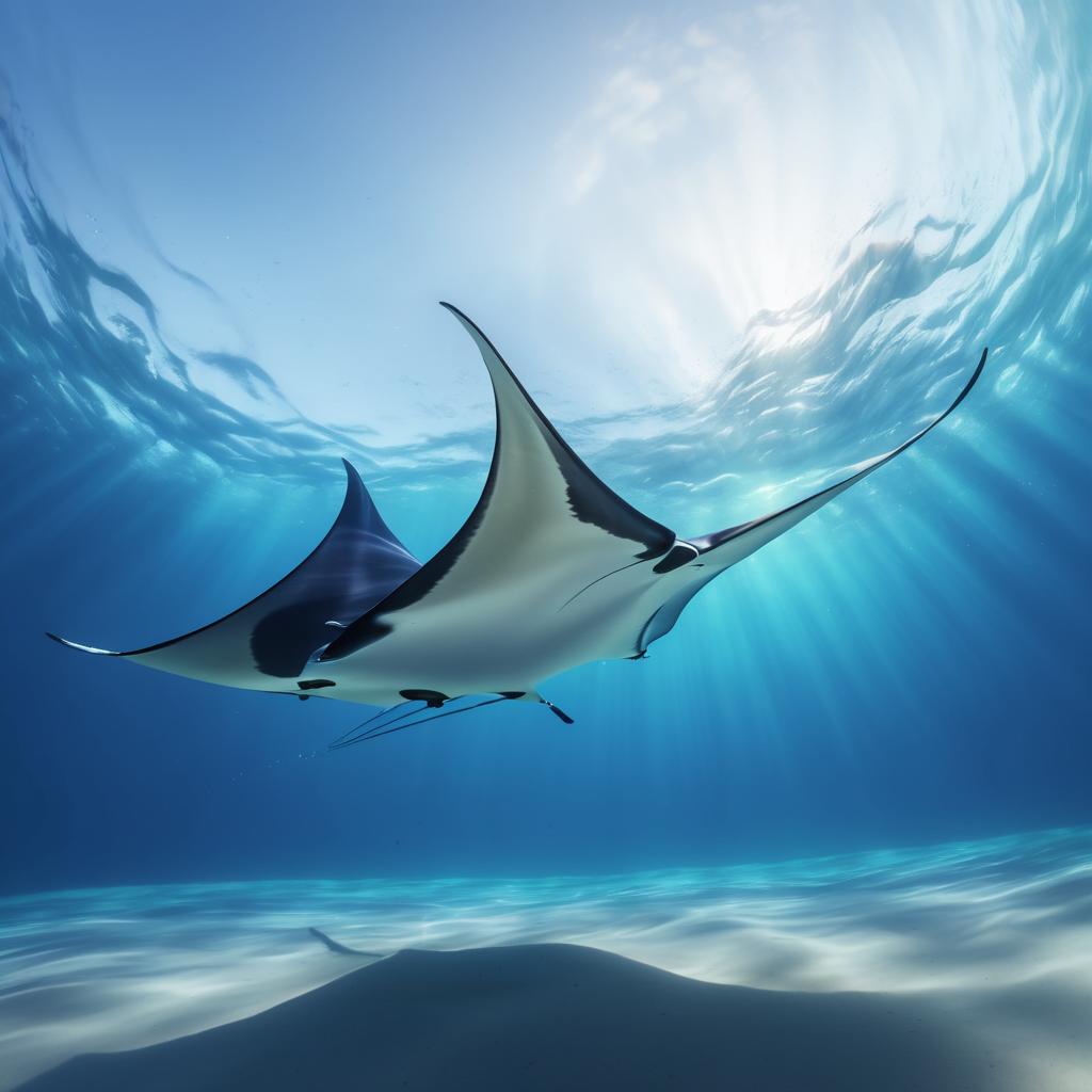 Graceful Manta Ray Underwater at Dawn