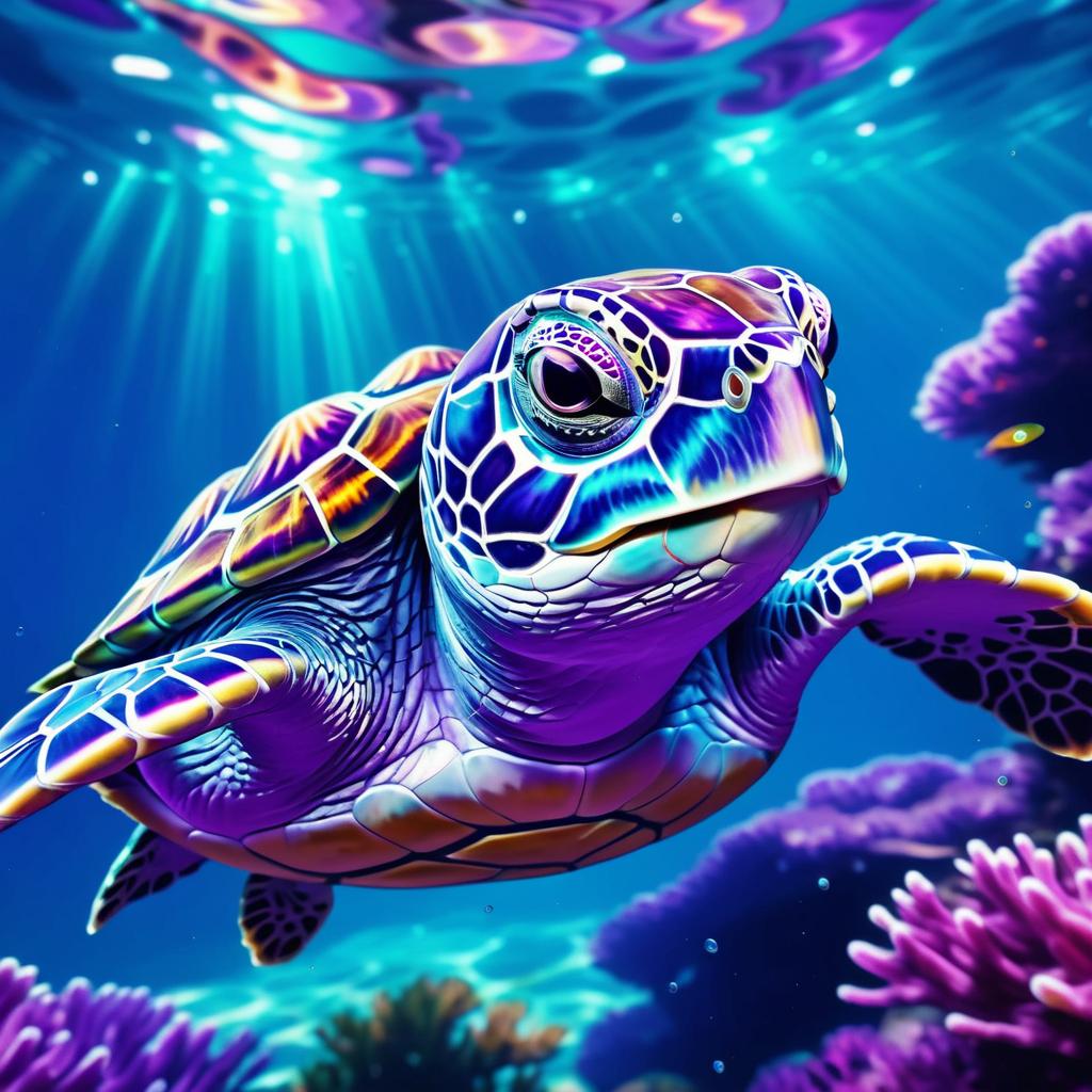 Epic Anime Portrait of Amethyst Sea Turtle