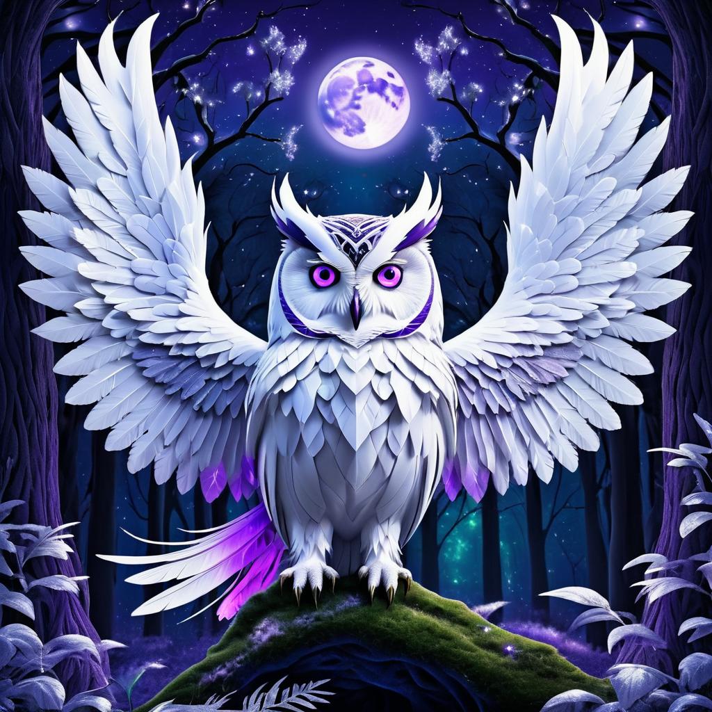 Majestic Mystic Owl Portrait in Moonlight