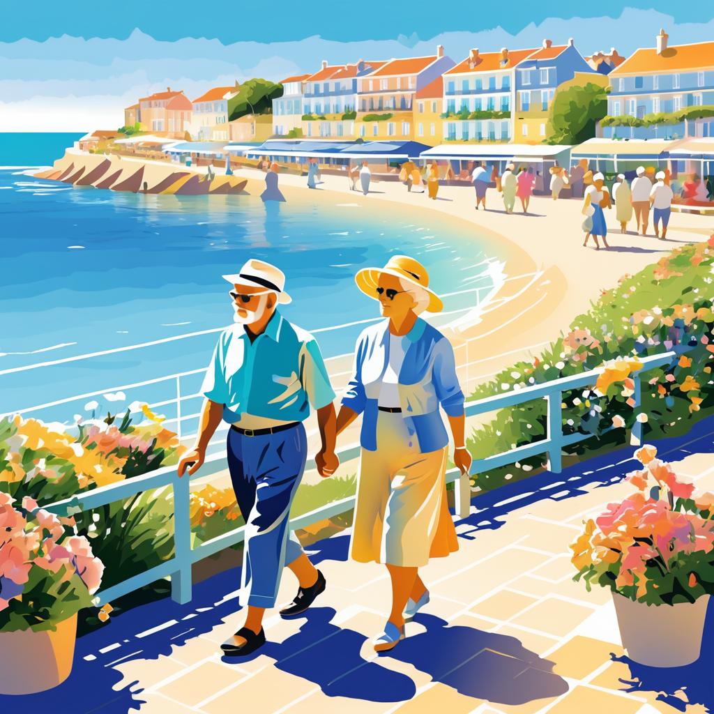 Elderly Couples on Seaside Promenade