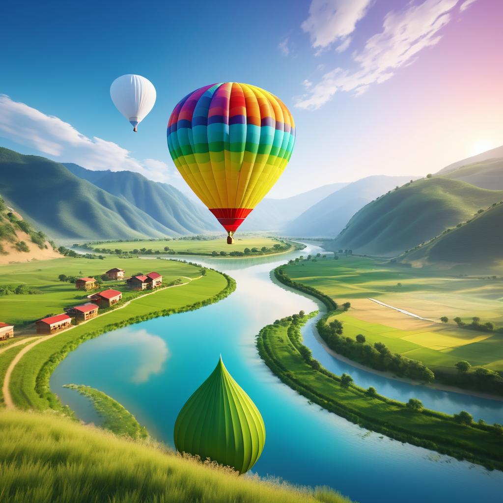 Colorful Hot Air Balloon Adventure Over Valley