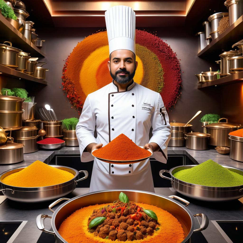 Hyper-Realistic Chef Crafted from Spices