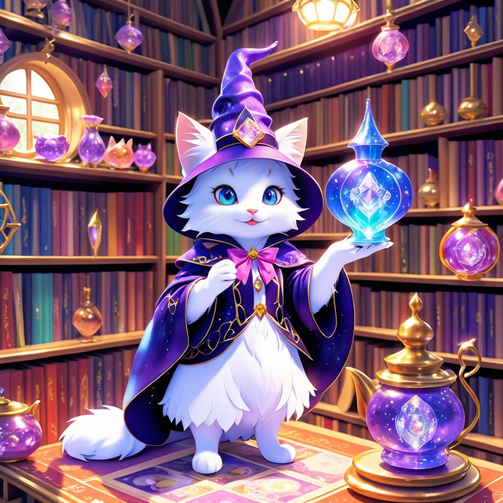 Magical Cat in a Cozy Witch Cottage