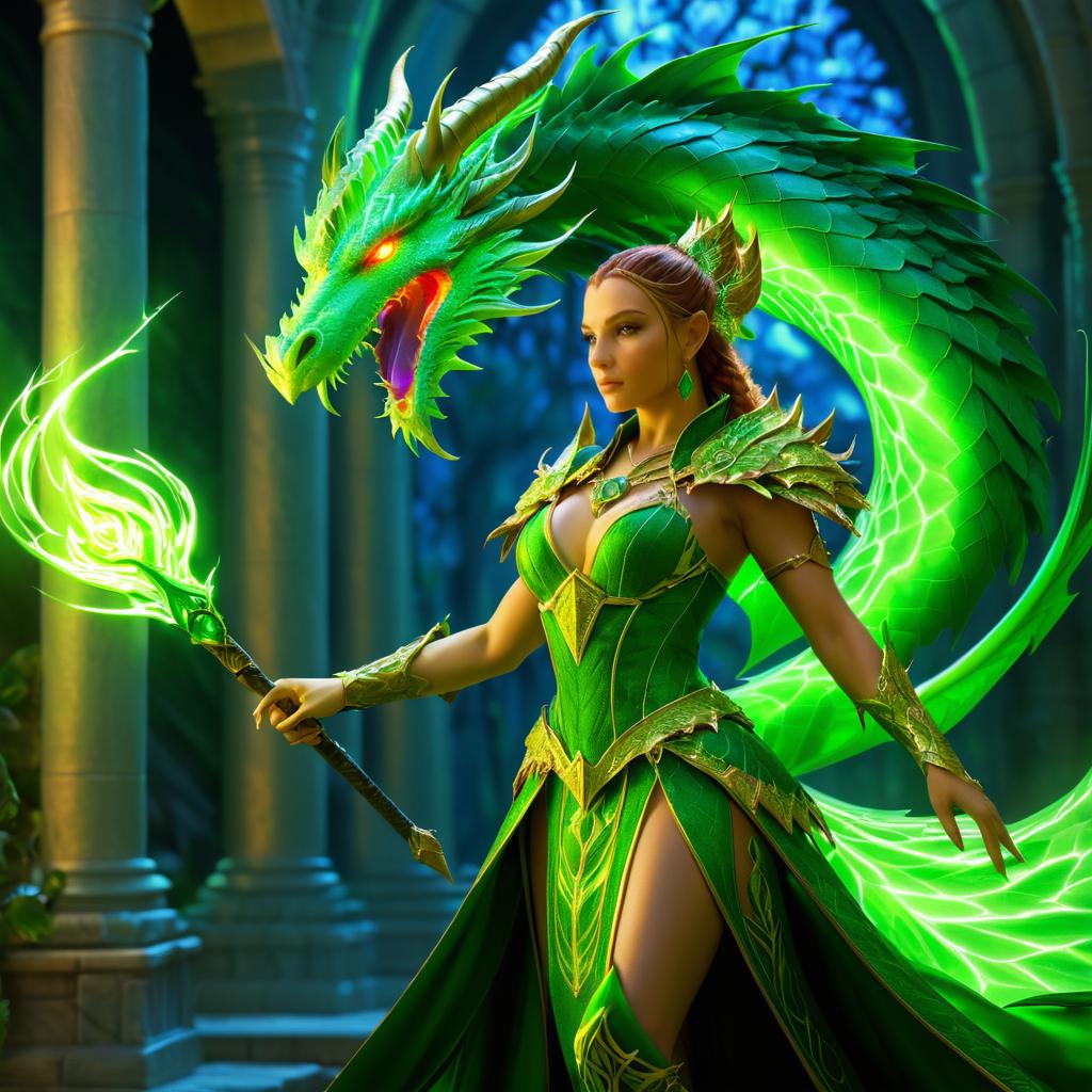 Epic Female Dragon Sorceress Artwork