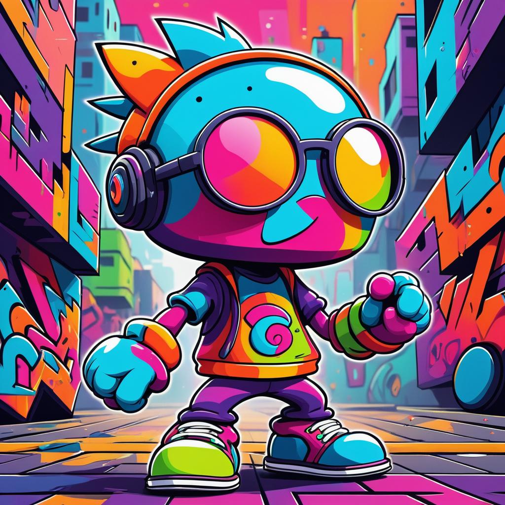 Vibrant Cartoon Graffiti Character Design