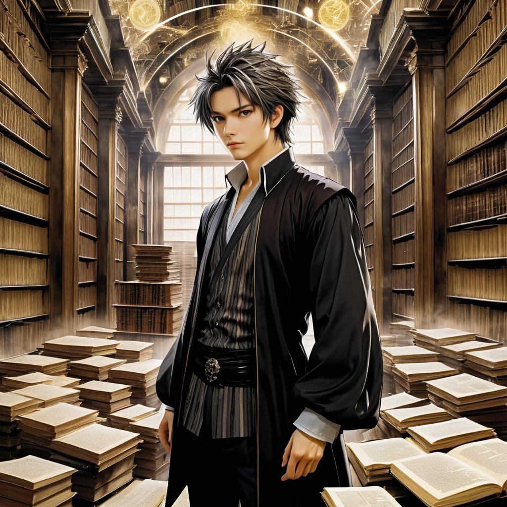 Mystical Scholar in an Ancient Library