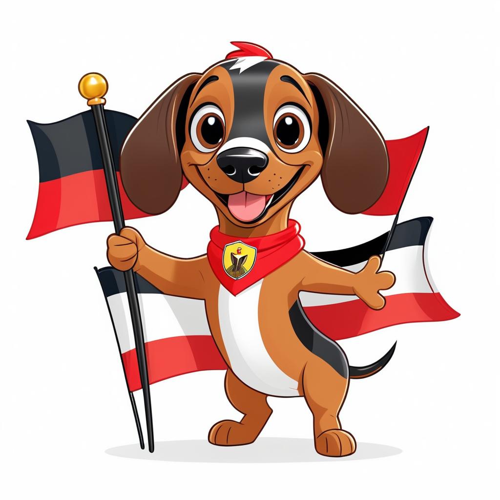 Cheerful Dachshund with Egyptian Flag