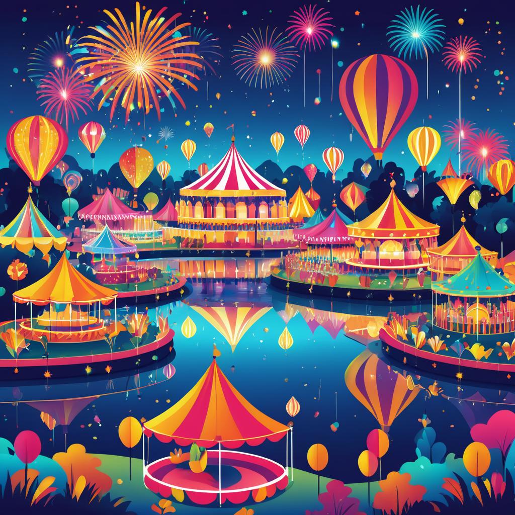 Vibrant City Park Carnival Illustration