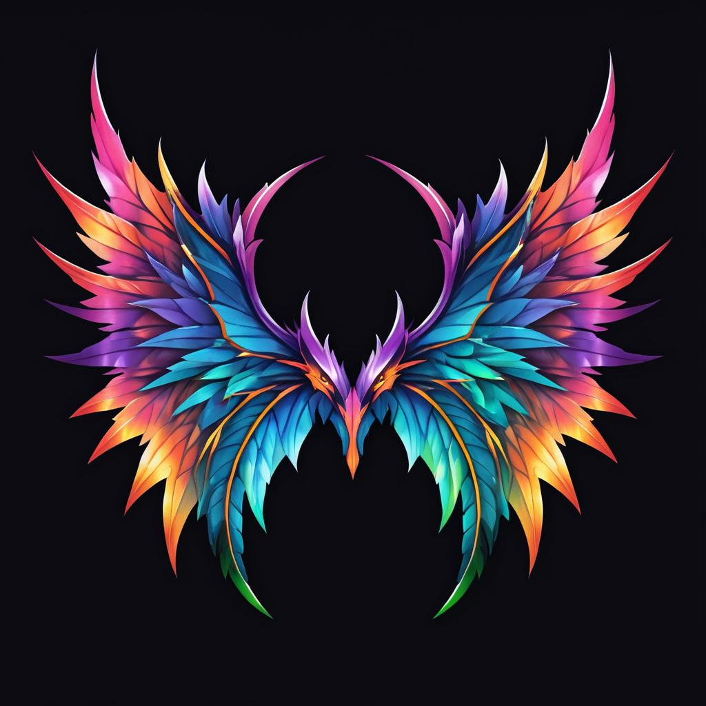 Vibrant Dragon Wings in Watercolor Style